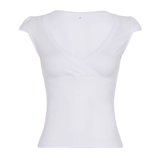 Damen Wickelshirt mit elegantem V-Ausschnitt und figurbetontem Schnitt R&B