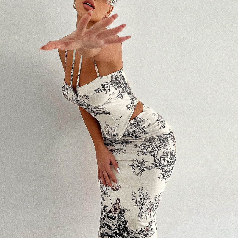 Damen figurbetontes Wickelkleid mit floralen Musterdetails und tiefem Ausschnitt R&B