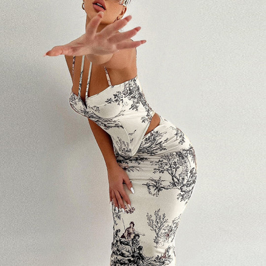 Damen figurbetontes Wickelkleid mit floralen Musterdetails und tiefem Ausschnitt R&B