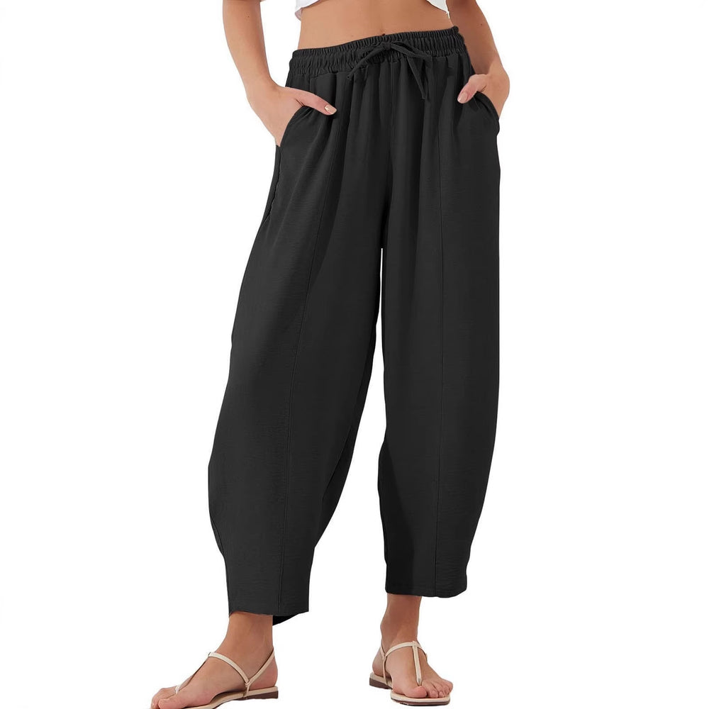 Damen Bequeme, weit geschnittene Sommerhose mit elastischem Bund und seitlichen Taschen R&B