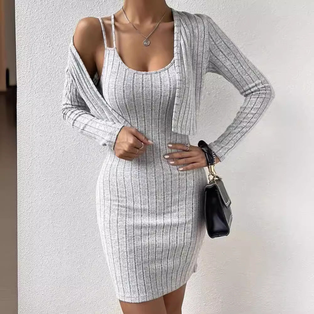 Damen Strickkleid mit geöffnetem Cardigan R&B