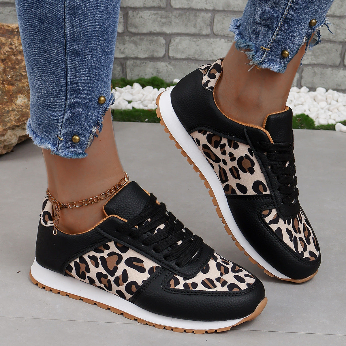 Damen Sneaker mit tierischem Print und atmungsaktivem Obermaterial R&B