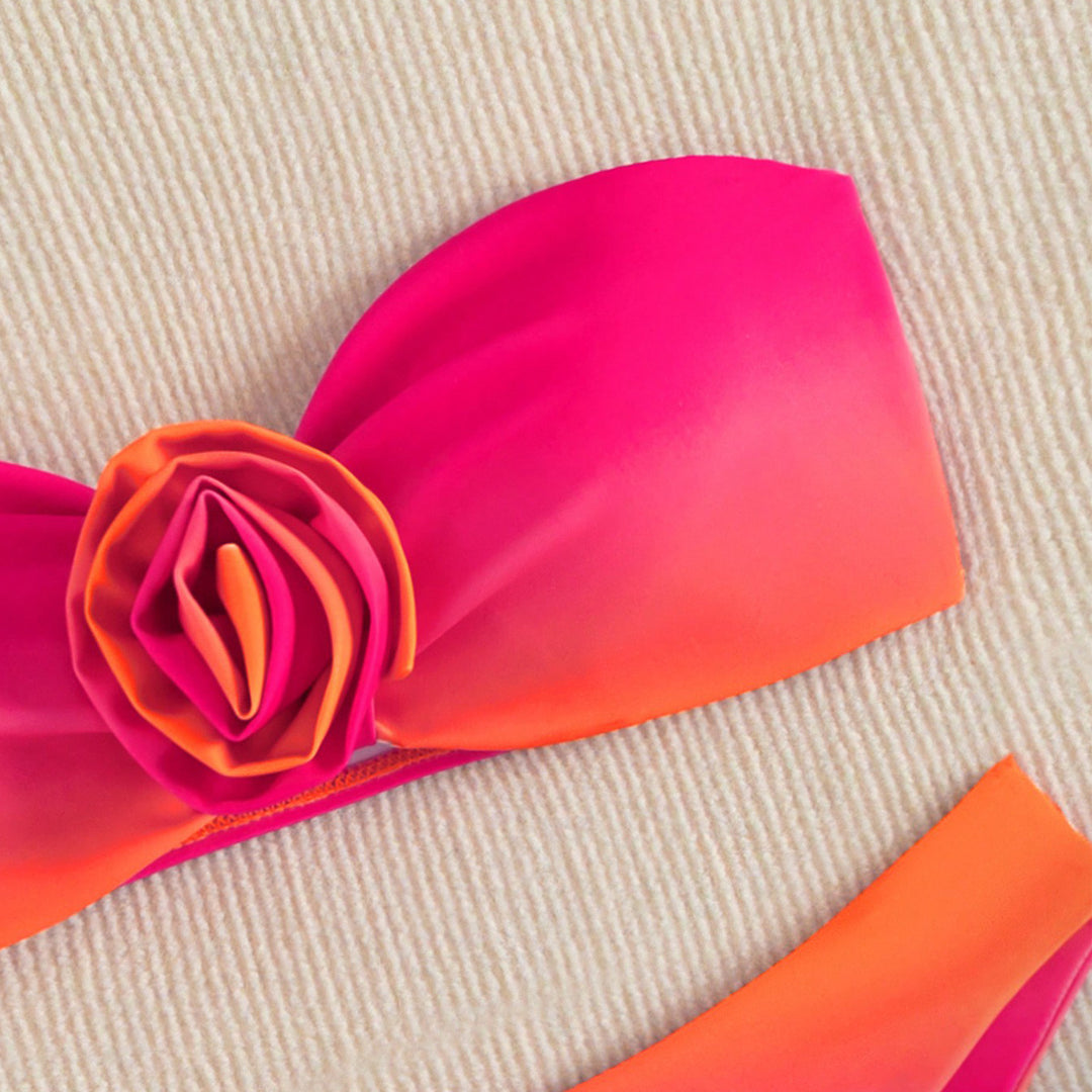 Damen Bandeau-Bikini mit floralem Herzdesign R&B