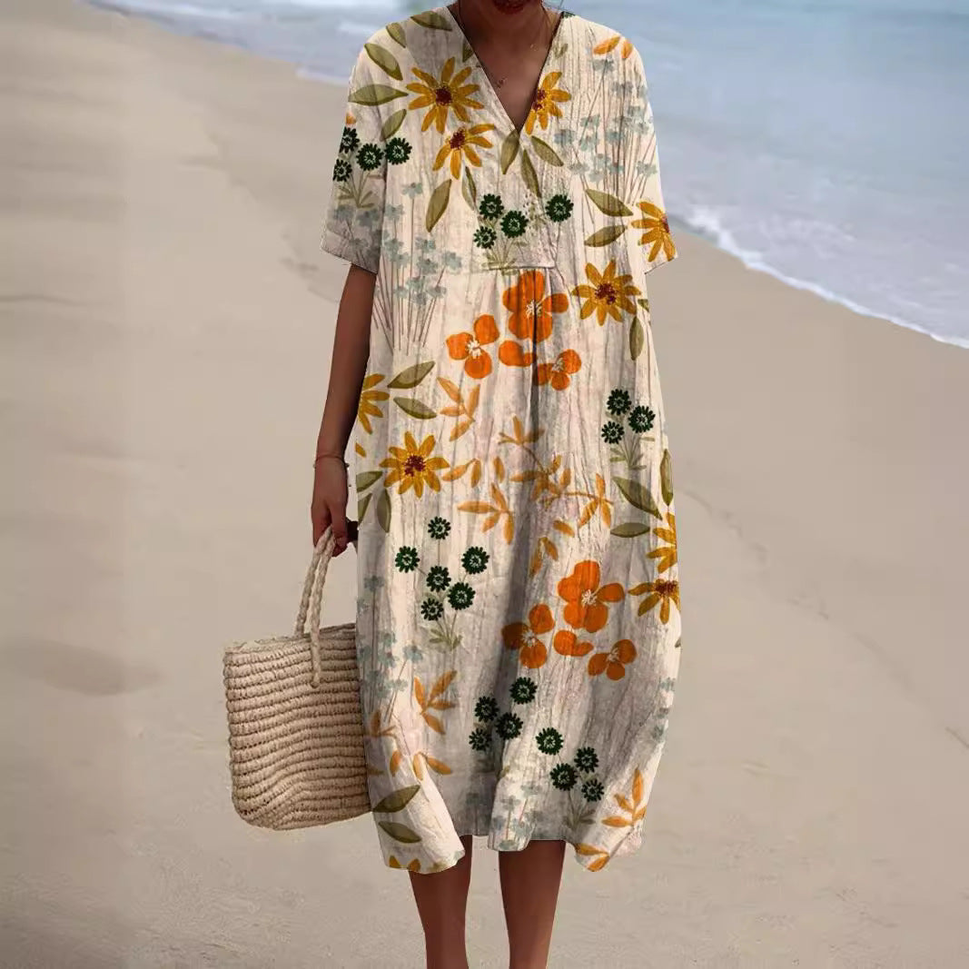 Farbenfrohes, fließendes Sommerkleid