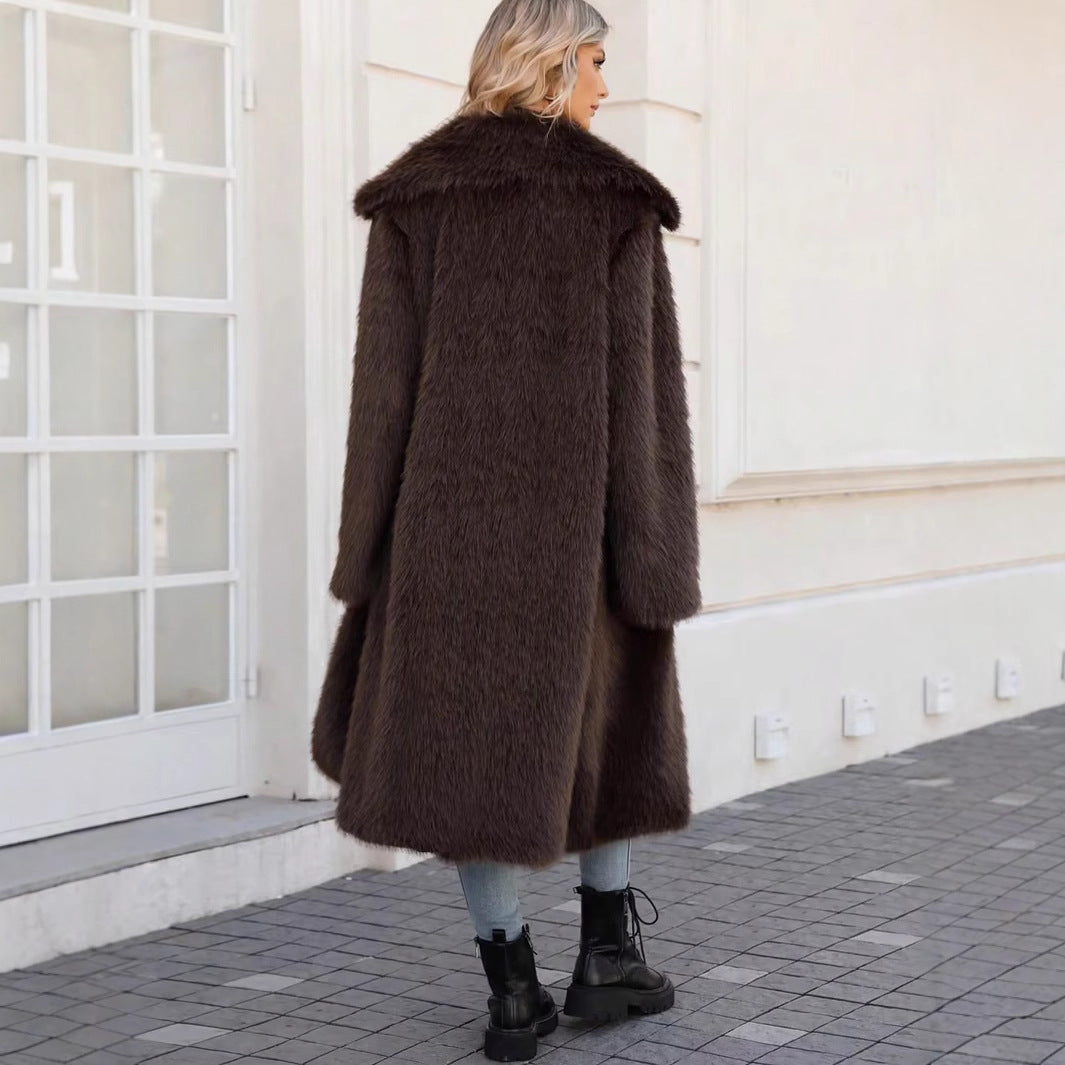 Damen Flauschiger Oversized-Mantel mit modernem Schnitt R&B