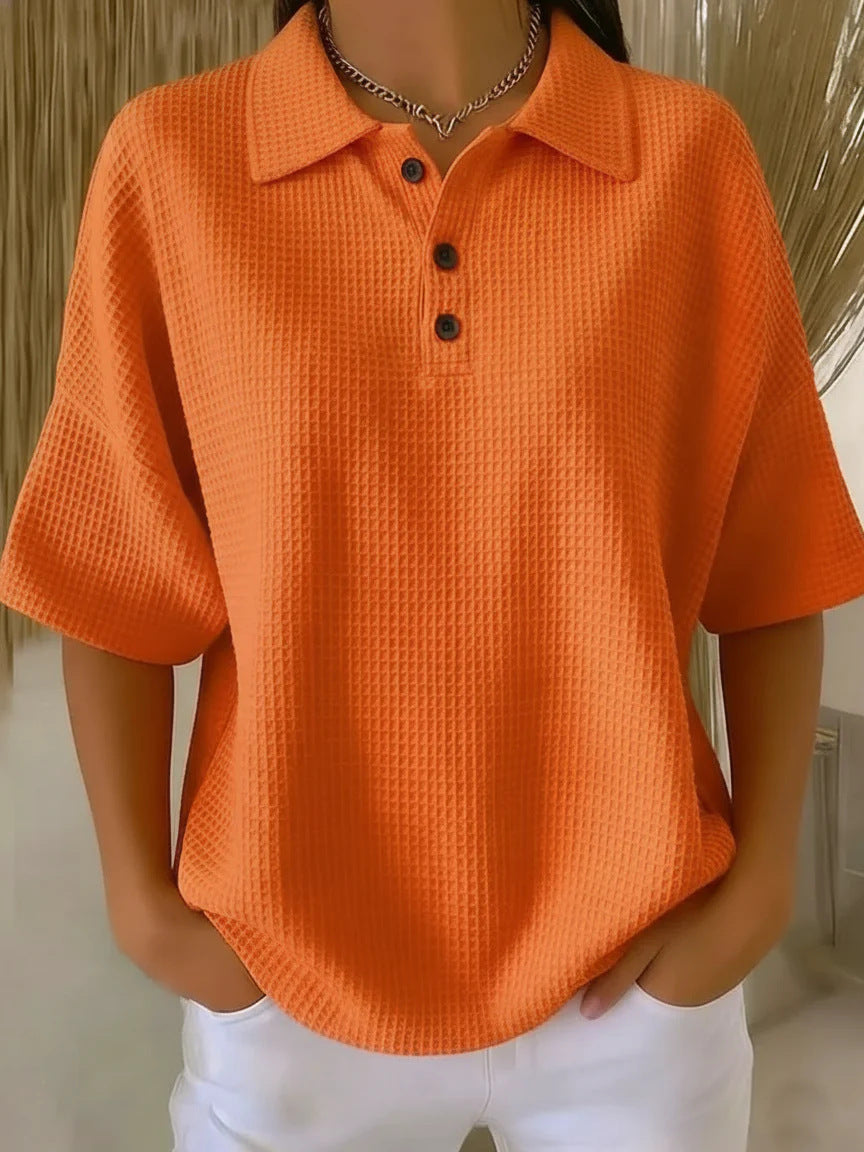 Damen sportliches Poloshirt aus Waffelpiqué R&B
