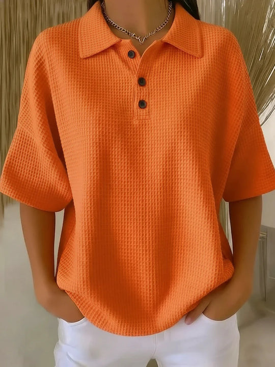 Damen sportliches Poloshirt aus Waffelpiqué R&B