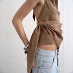 Damen Elegantes Wickeltop mit asymmetrischem Saum R&B