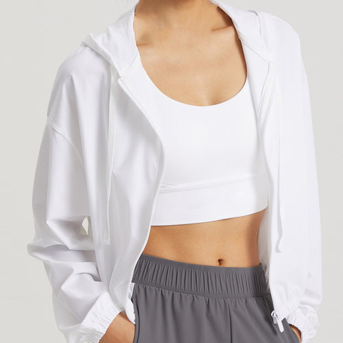 Damen Sportliche Kapuzenjacke mit großzügigem Schnitt und atmungsaktiver Materialkombination R&B