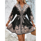 Damen Besticktes A-Linien Mini Kleid