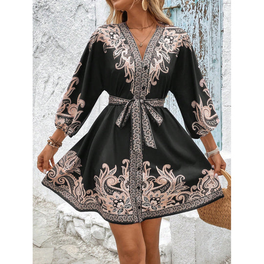 Damen Besticktes A-Linien Mini Kleid R&B
