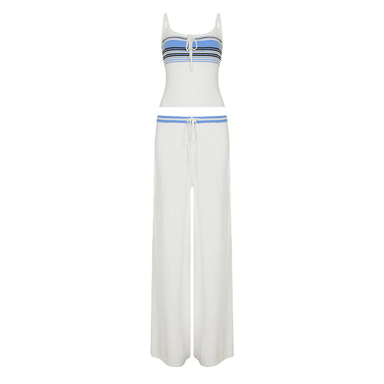 Damen Zweiteiler-Set mit weichem Tops und weitem Hosen Schnitt R&B