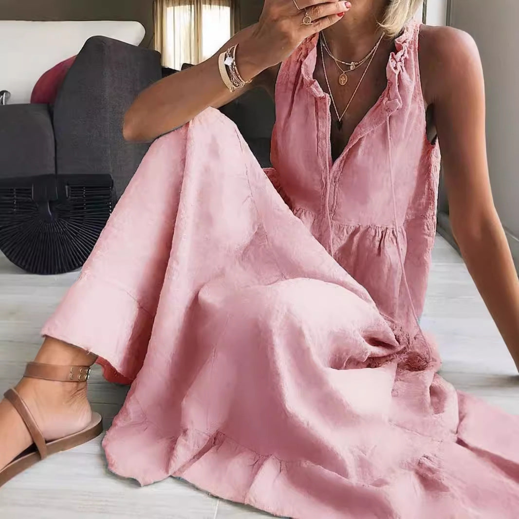 Damen Maxikleid mit romantischem Rüschendetail R&B