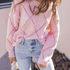 Damen modischer Strickpullover mit glitzernden Details