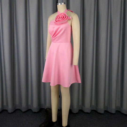 Damen A-Linien Cocktailkleid mit dekorativer Rosenapplikation R&B