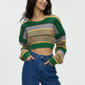 Damen Crop-Pullover mit lässigen Streifen und weichem Material