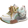 Damen Sportliche Sneakers mit modischem Ketten- und Perlenschmuck R&B