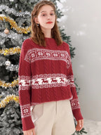 Damen Strickpullover mit festlichem Norweger-Muster