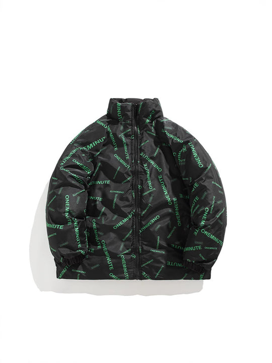 Herren Modische Steppjacke mit hohem Kragen und einzigartigem Schriftzug R&B
