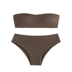 Damen Bandeau-Bikini mit raffiniertem Knoten-Design und hohem Bund R&B