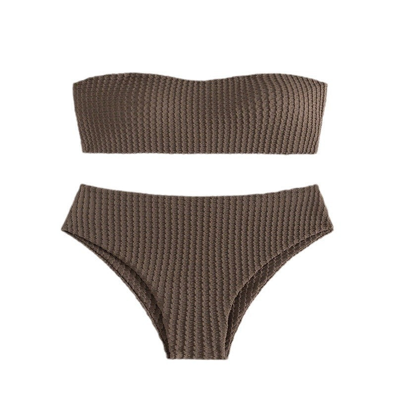 Damen Bandeau-Bikini mit raffiniertem Knoten-Design und hohem Bund R&B