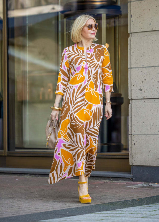 Damen Maxikleid mit floralem Design und praktischen Seitentaschen R&B