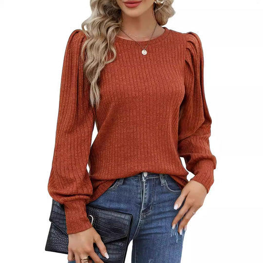 Damen Gemustertes Langarmshirt mit Puffärmeln R&B