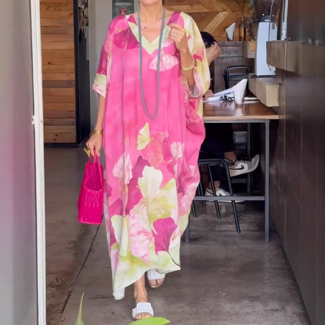 Damen Kaftan mit floralem Design und V-Ausschnitt R&B