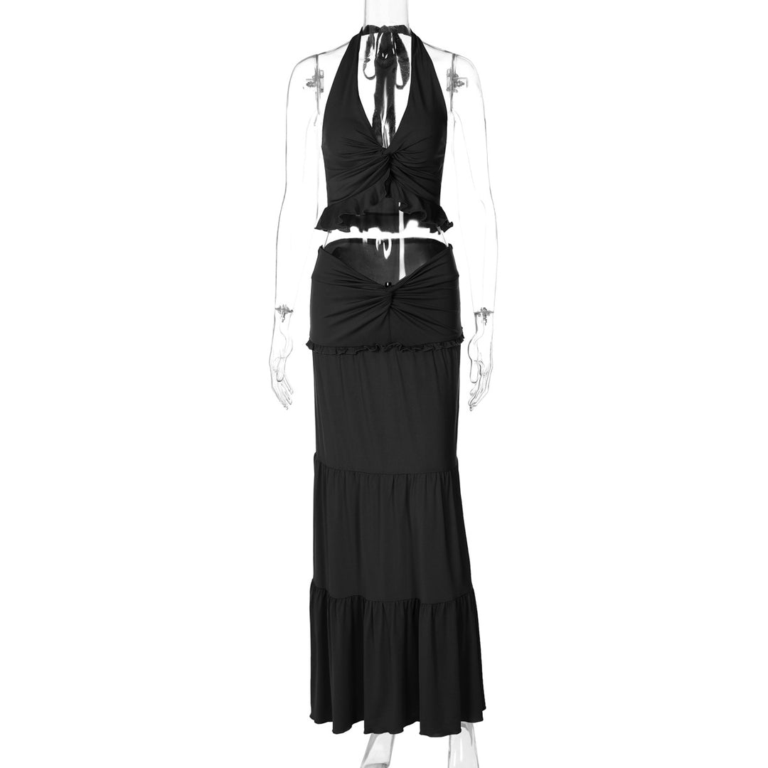 Damen Maxi-Kleid mit offener Rückenpartie und innovativem Wickeldesign R&B