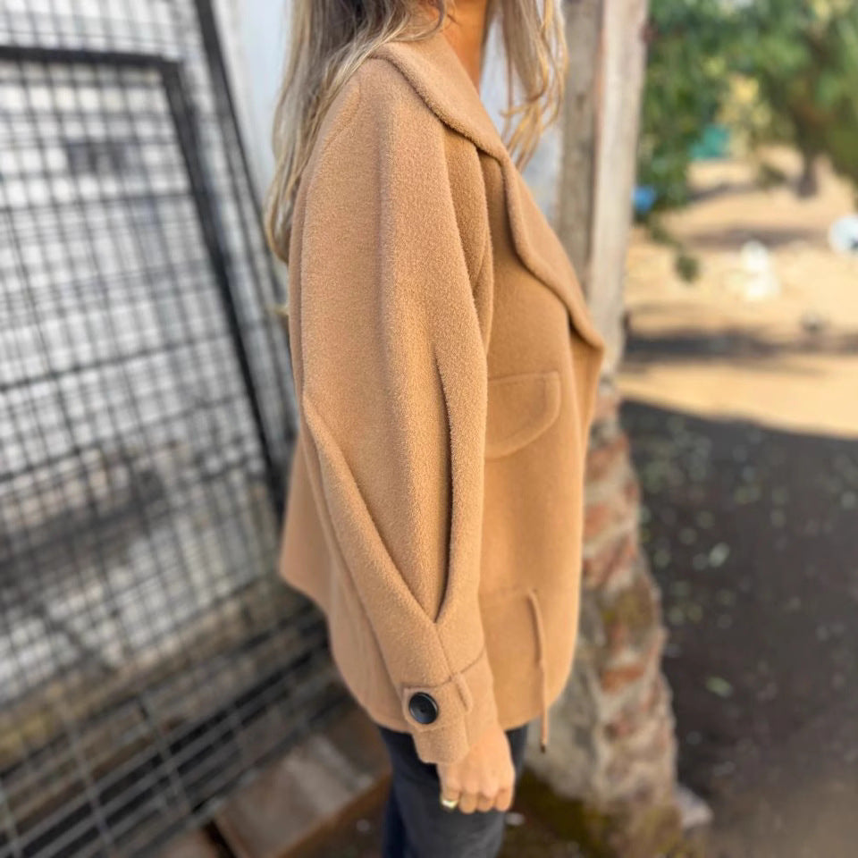 Damen Oversized Nachtjacke aus weichem Wollmix mit praktischen Taschen R&B