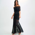 Damen Elegantes Maxi-Kleid mit schulterfreiem Design und Raffungen R&B