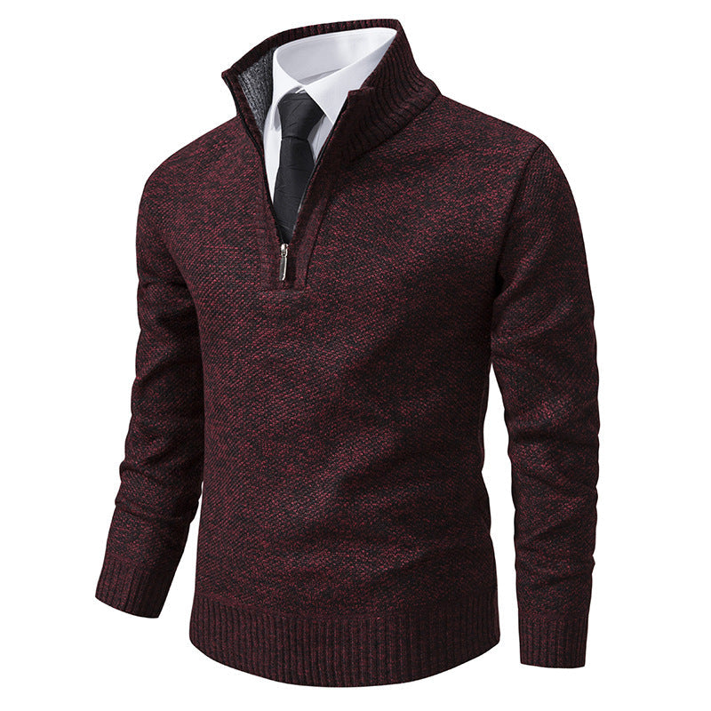 Herren Strickpullover mit modernem Reißverschluss und strukturiertem Design