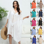 Damen luftiger Kaftan mit filigranem Häkelmuster R&B