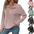 Damen lässiger Pullover mit Reißverschluss und gestreiftem Design R&B