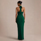 Damen Elegantes Abendkleid mit tiefem V-Ausschnitt und fließendem Schnitt R&B