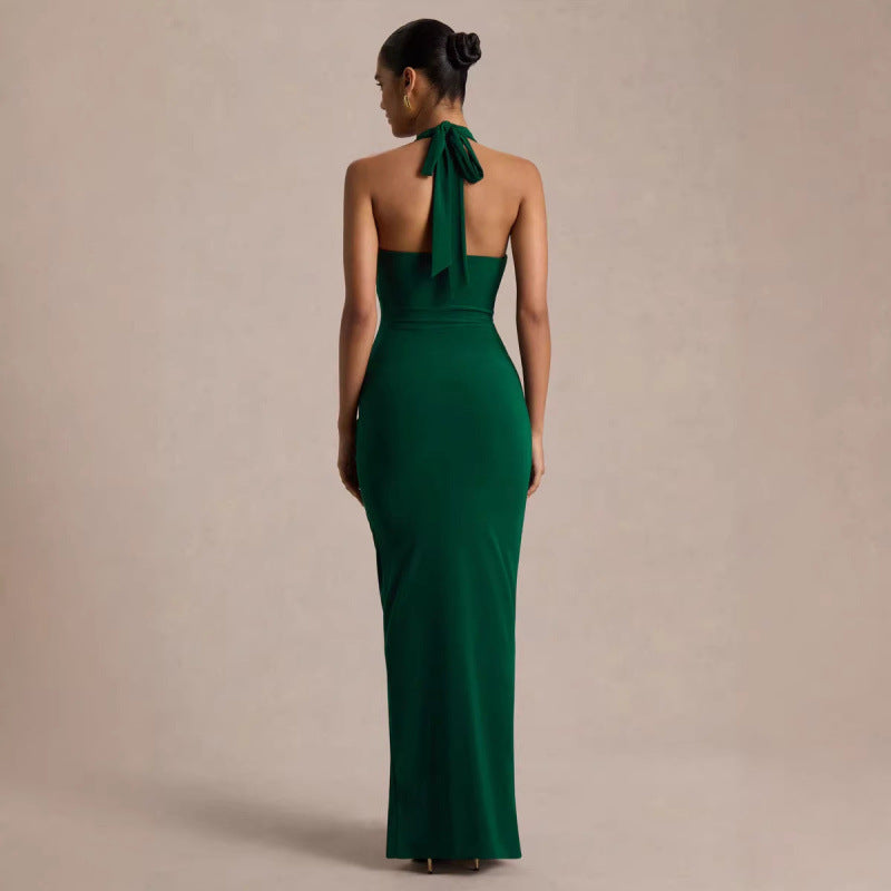 Damen Elegantes Abendkleid mit tiefem V-Ausschnitt und fließendem Schnitt R&B
