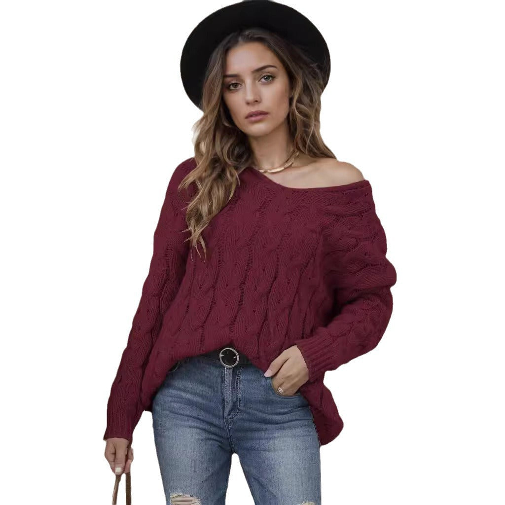 Damen Grobstrickpullover mit modernem Zopfdesign und weitem Schnitt R&B