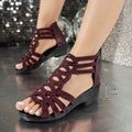 Damen Wedge-Sandalen mit dekorativen Cut-Outs und elastischen Riemen R&B