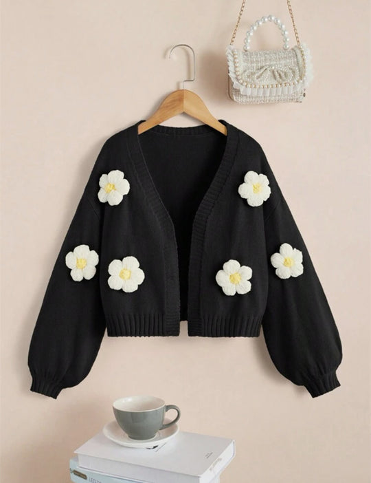 Damen Kurzjacke mit verspielten Blumenapplikationen R&B