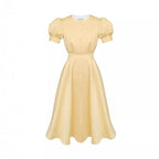 Damen Midi-Kleid mit Puffärmeln und schimmerndem Satin-Finish R&B