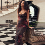 Damen figurbetontes Maxi-Kleid mit Blumenmuster R&B
