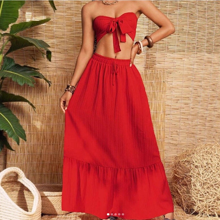 Damen Bandeau Zweiteiler mit weitem Rock R&B