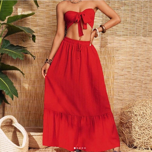 Damen Bandeau Zweiteiler mit weitem Rock R&B