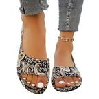 Damen modische Sandalen im Boho-Stil mit elastischen Riemen und einzigartigem Paisley-Muster