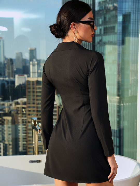 Damen Hemdblusenkleid mit elegantem Taillengürtel und praktischen Knopfdetails R&B