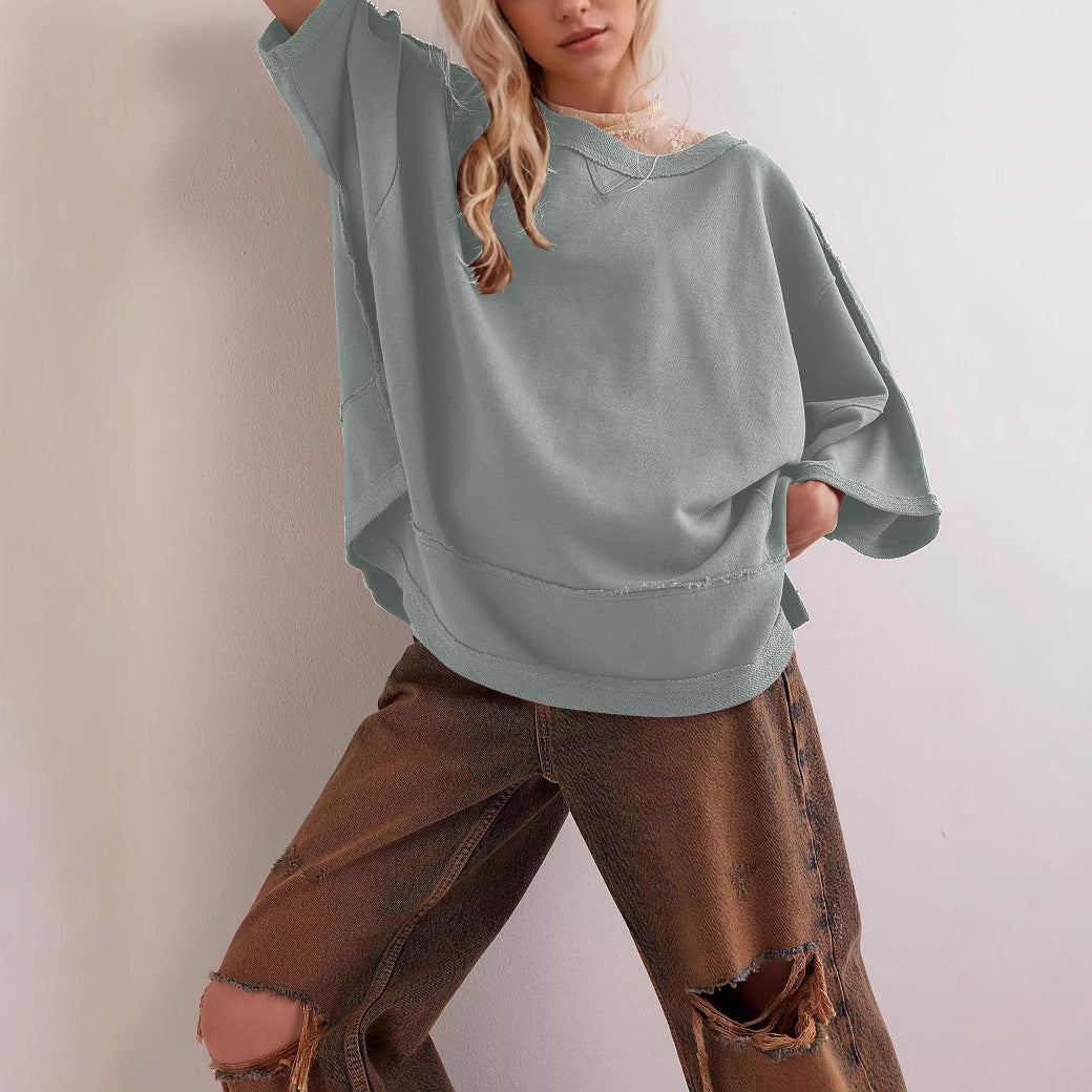 Damen oversized Sweatshirt mit fließendem Schnitt R&B