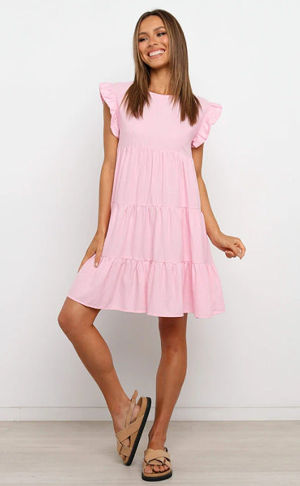 Damen Lässiges Kleid mit Rüschendetails und taillierter Silhouette R&B