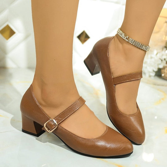 Damen elegante Mary Jane Pumps mit modischer Schnalle R&B