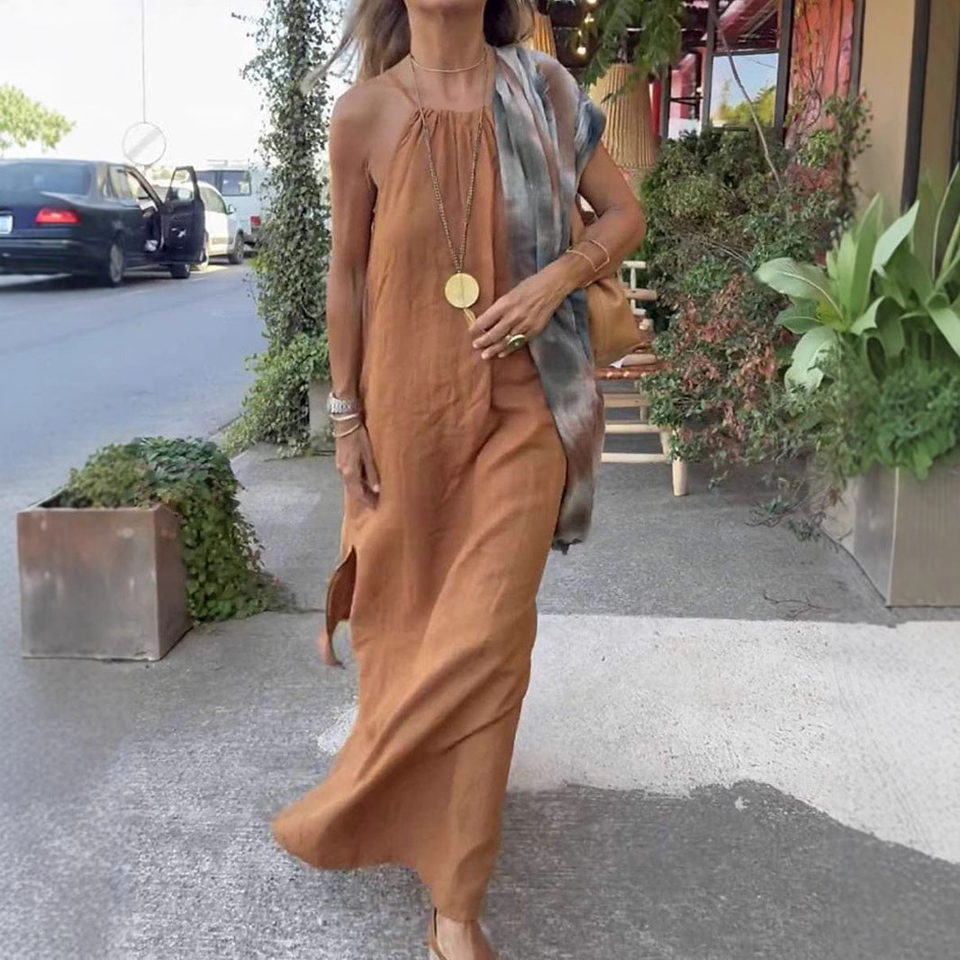 Damen Maxikleid mit Spaghettiträgern und elegantem fließendem Schnitt R&B
