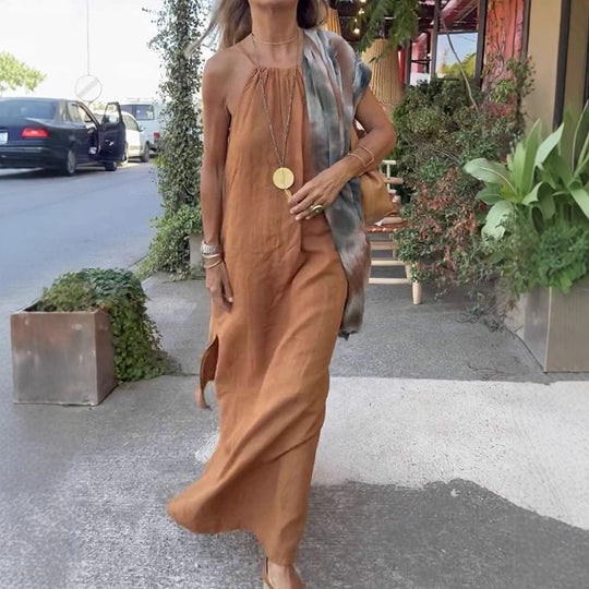 Damen Maxikleid mit Spaghettiträgern und elegantem fließendem Schnitt R&B